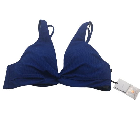 Shade And Shore Women's Size 34C Lined Triangle Bikini Swim Top Blue New - Picture 1 of 12